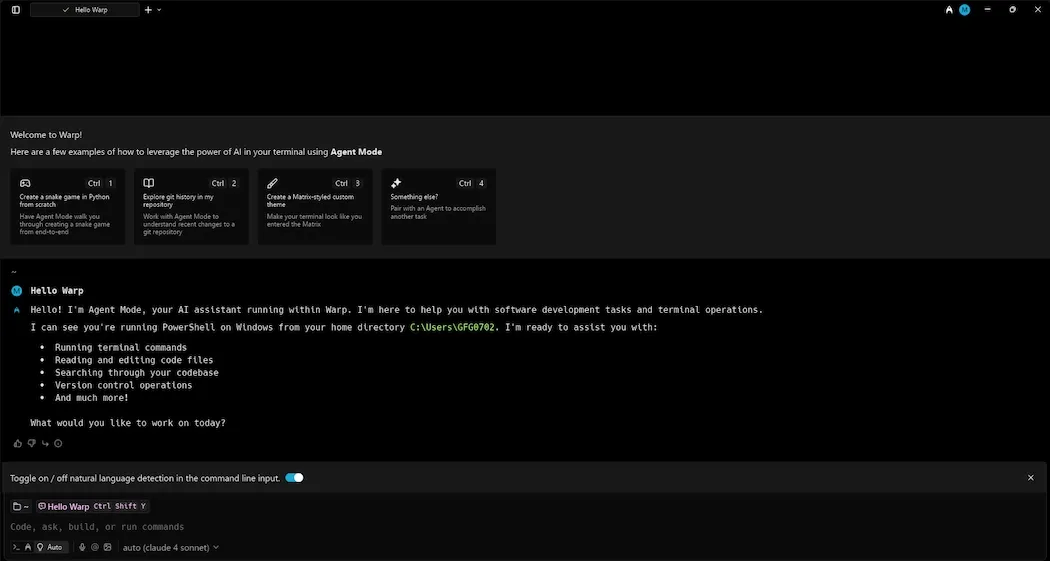 Warp-terminal