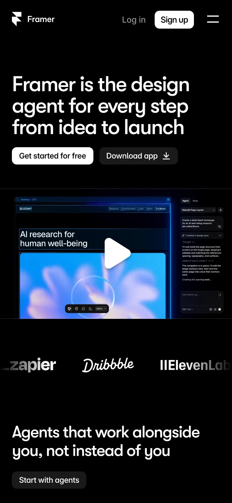 Framer mobile screen 1