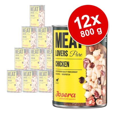 Josera Meat Lovers Pure Chicken, 12x800g konzerv. Szuper prémium minőség Németországból, gabonamentes, monoprotein, felnőtt kutyáknak.