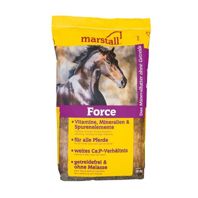 Marstall Force, premiumowa karma dla koni bez zbóż, witaminy, minerały i pierwiastki śladowe, wiadro 10 kg.
