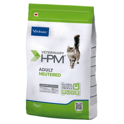 Virbac Veterinary HPM Adult Neutered. Carnivore Nutrition: magas fehérjetartalom, alacsony szénhidráttartalom. Global Preventive Profile. Újrahasznosítható csomagolás QR-kóddal.