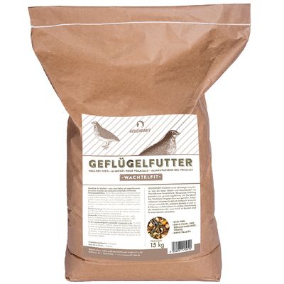 Neudorff Geflügelfutter Wachtelfit, 15 kg. GMO-mentes, színezék és tartósítószer nélkül, pálmaolaj nélkül. Fürjek számára alkalmas.