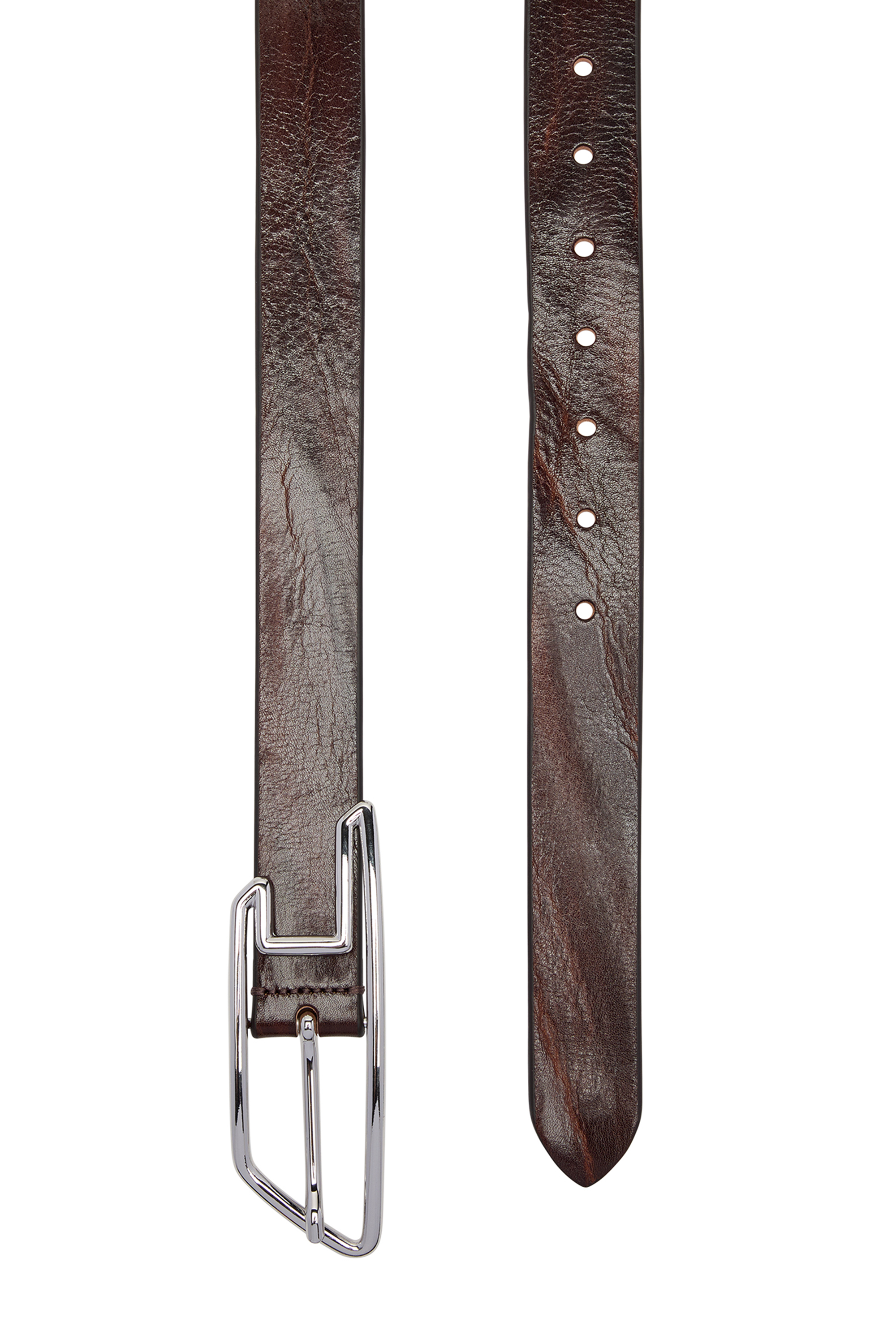 Diesel - B-D LINE 30, Unisex's 3cm waxed-leather belt with D buckle in Brown - 3