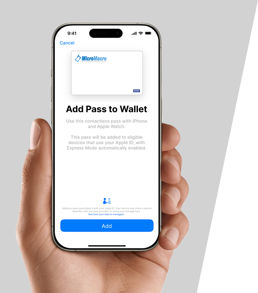 iPhone displaying digital access credential in Apple Wallet with built-in mobile security
