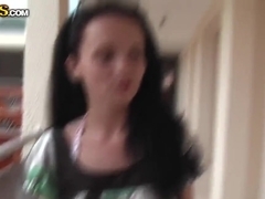 Milky-skin babe tries dark salami and likes it