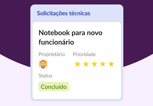 O status de um formulário de solicitação é alterado para “Concluído”.