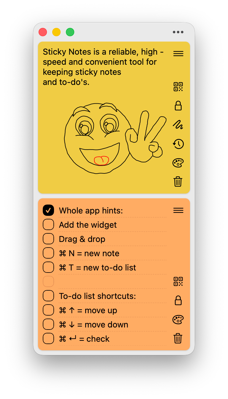 Sticky Notes macOS window