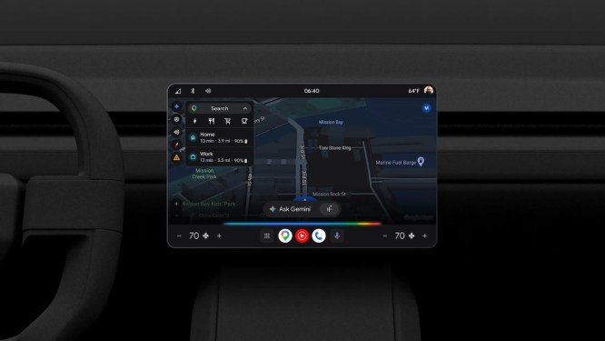 Google Gemini screen in a car