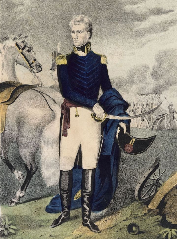 illustration of a young andrew jackson in military attire