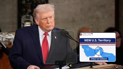 Donald Trump shares image calling Hormuz 'new US territory'; Iran says strait 'closed'