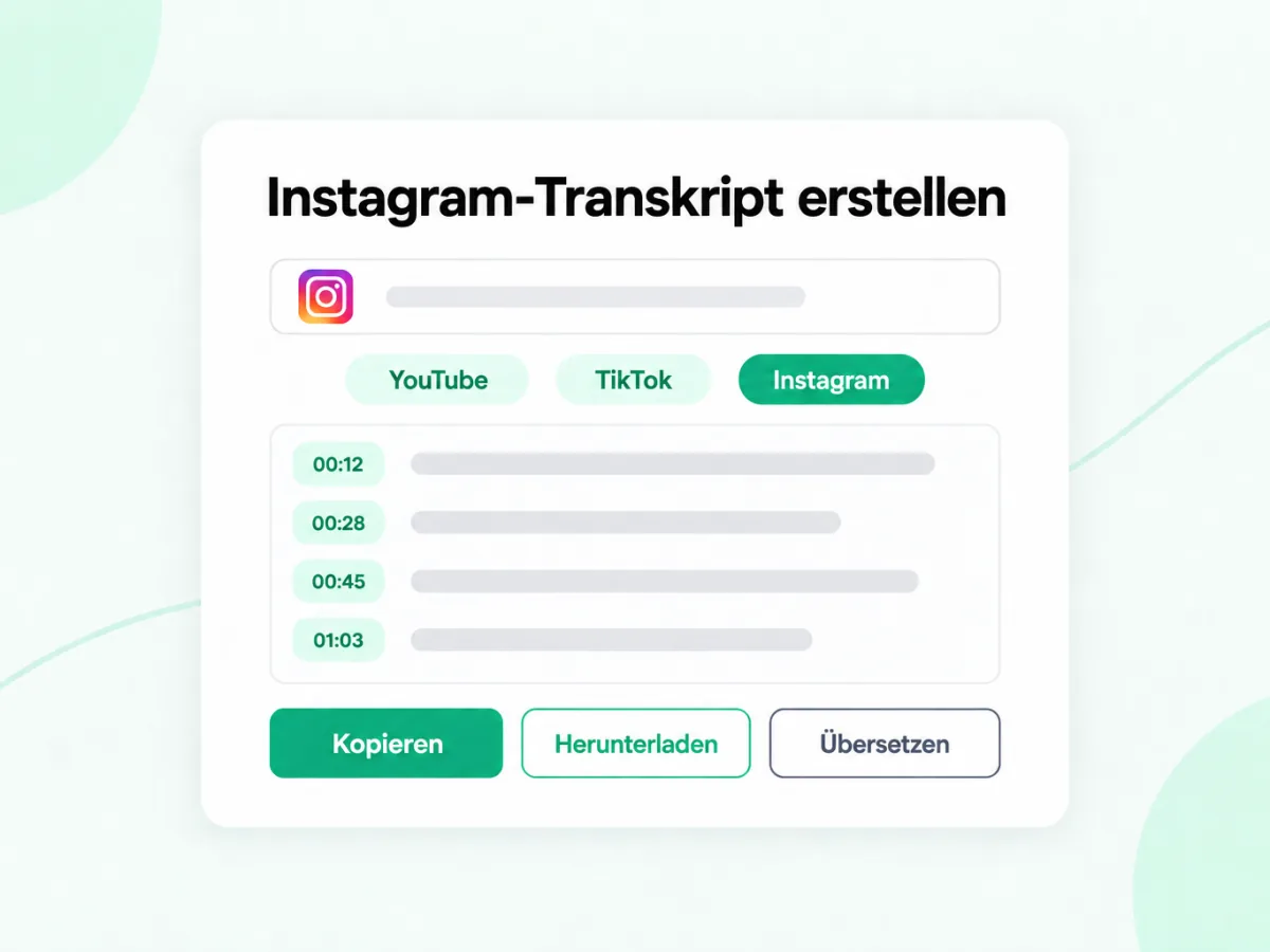 Instagram-Transkript erstellen: aus einem Instagram-Link wird Text mit Zeitstempeln