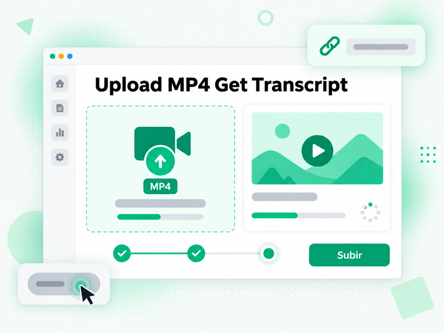 Subir MP4 y obtener la transcripción: carga de un MP4 en el convertidor de MP4 a texto
