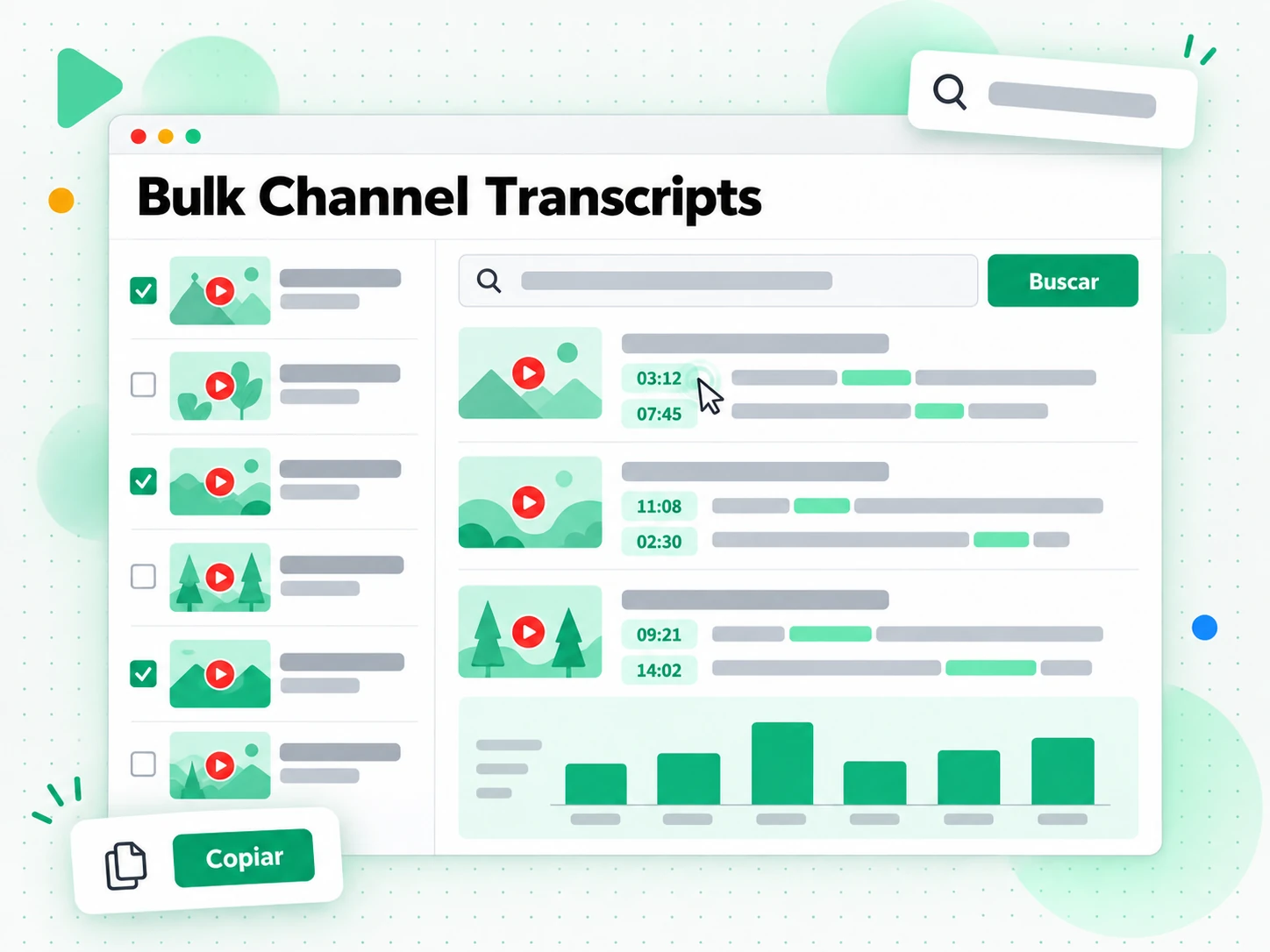 Transcripciones de canal en lote: búsqueda en el archivo de transcripciones de un canal de YouTube con el chat de IA