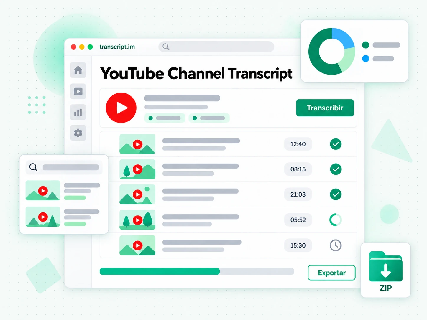 Herramienta de transcripción de un canal de YouTube procesando en paralelo todos los videos del canal