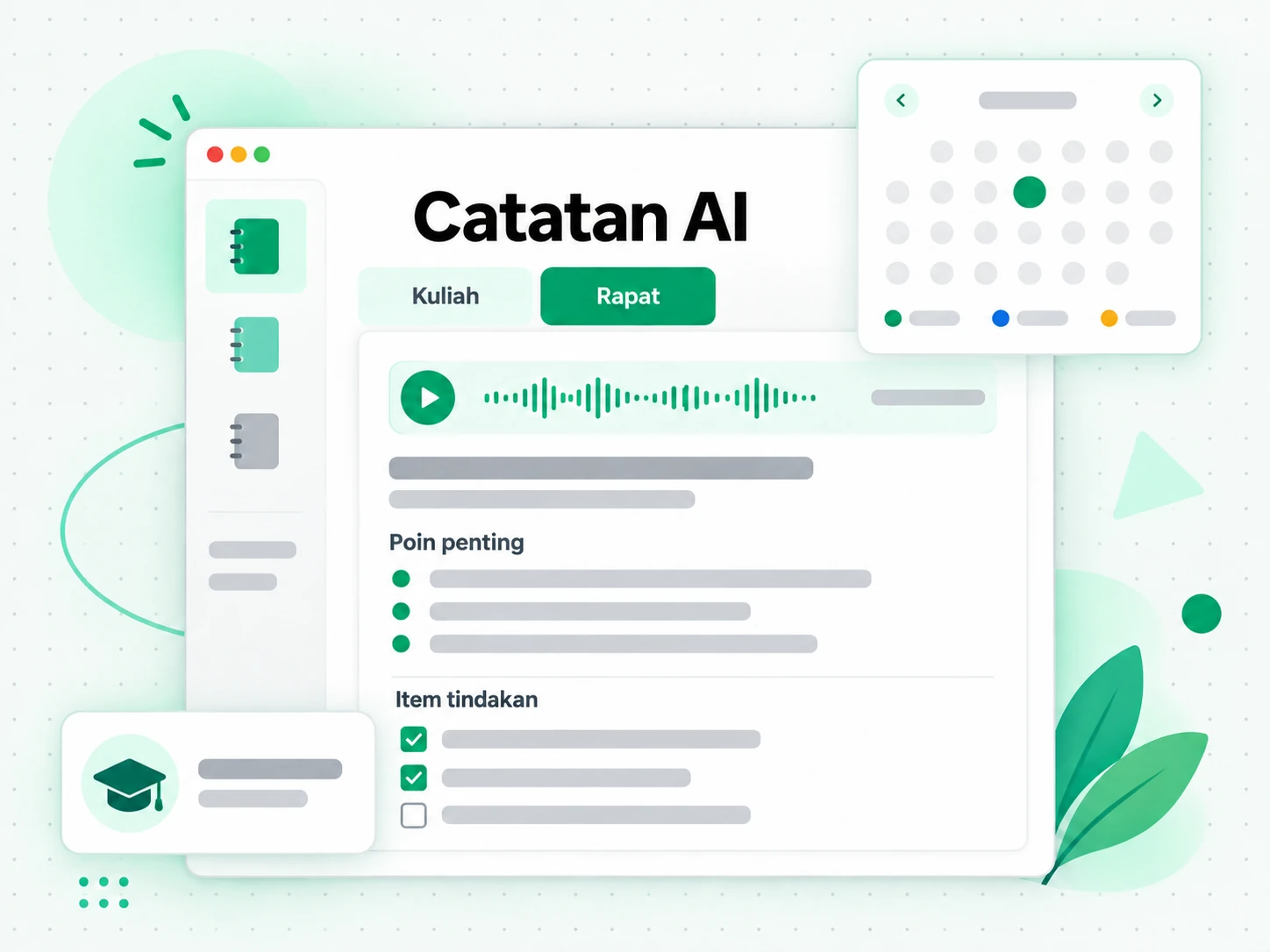 Catatan AI: mengubah transkrip menjadi catatan belajar dan rapat