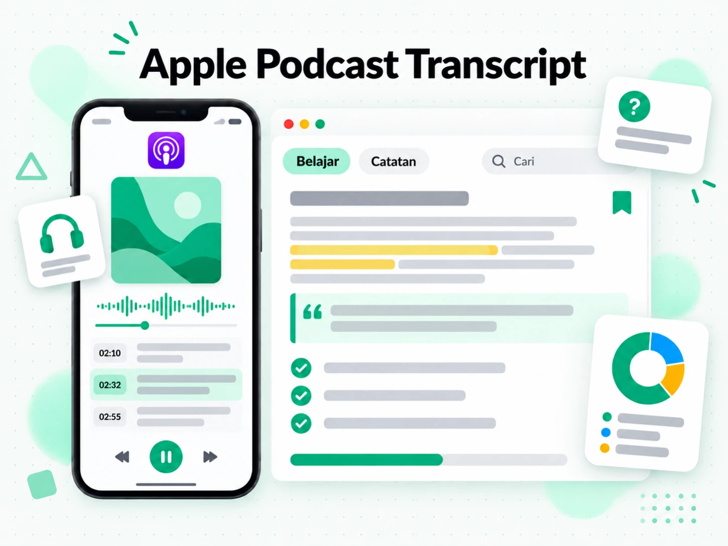 Transkrip podcast Apple: mengubah transkrip podcast menjadi catatan belajar