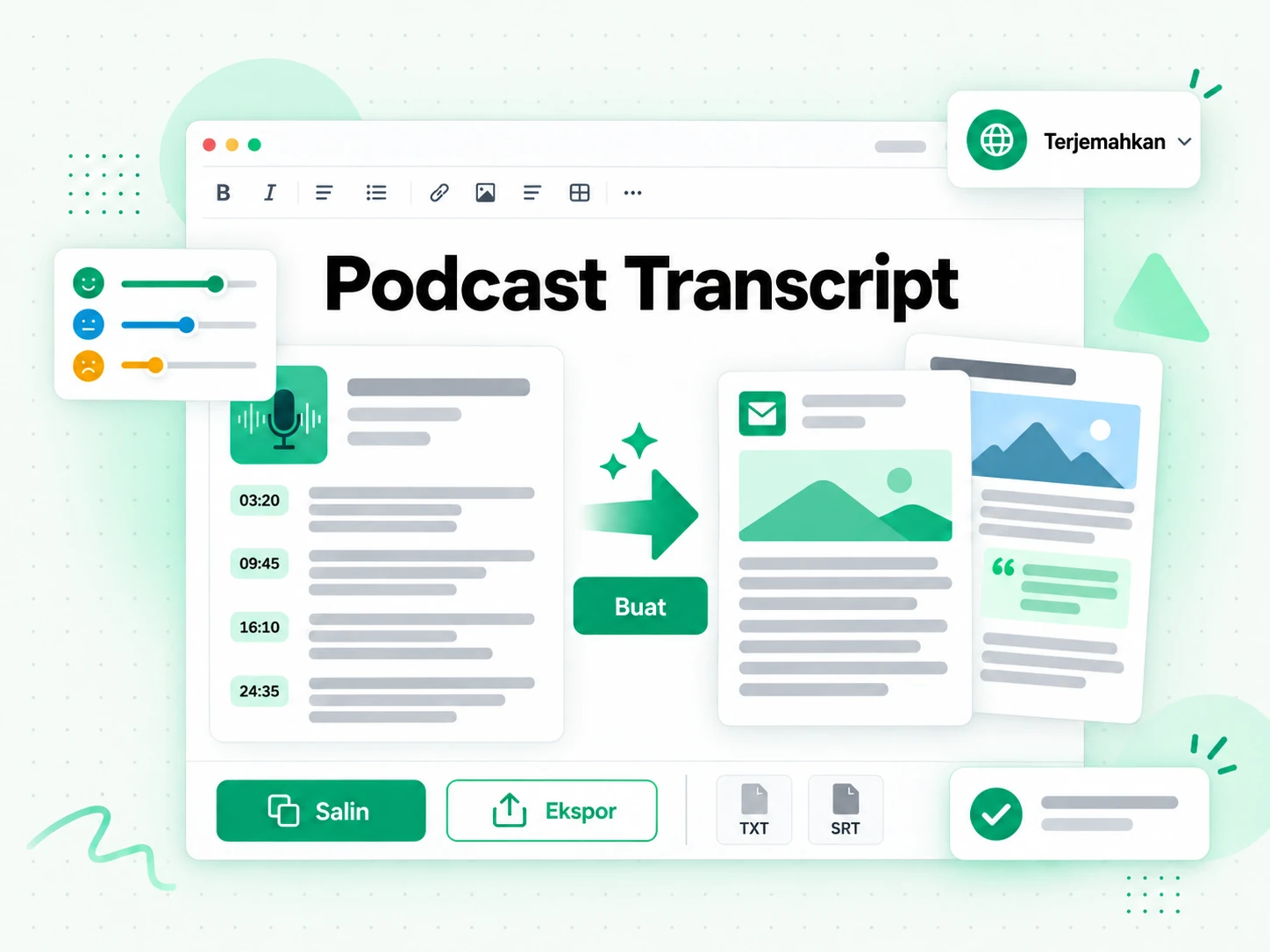Menulis ulang transkrip podcast menjadi buletin atau artikel blog