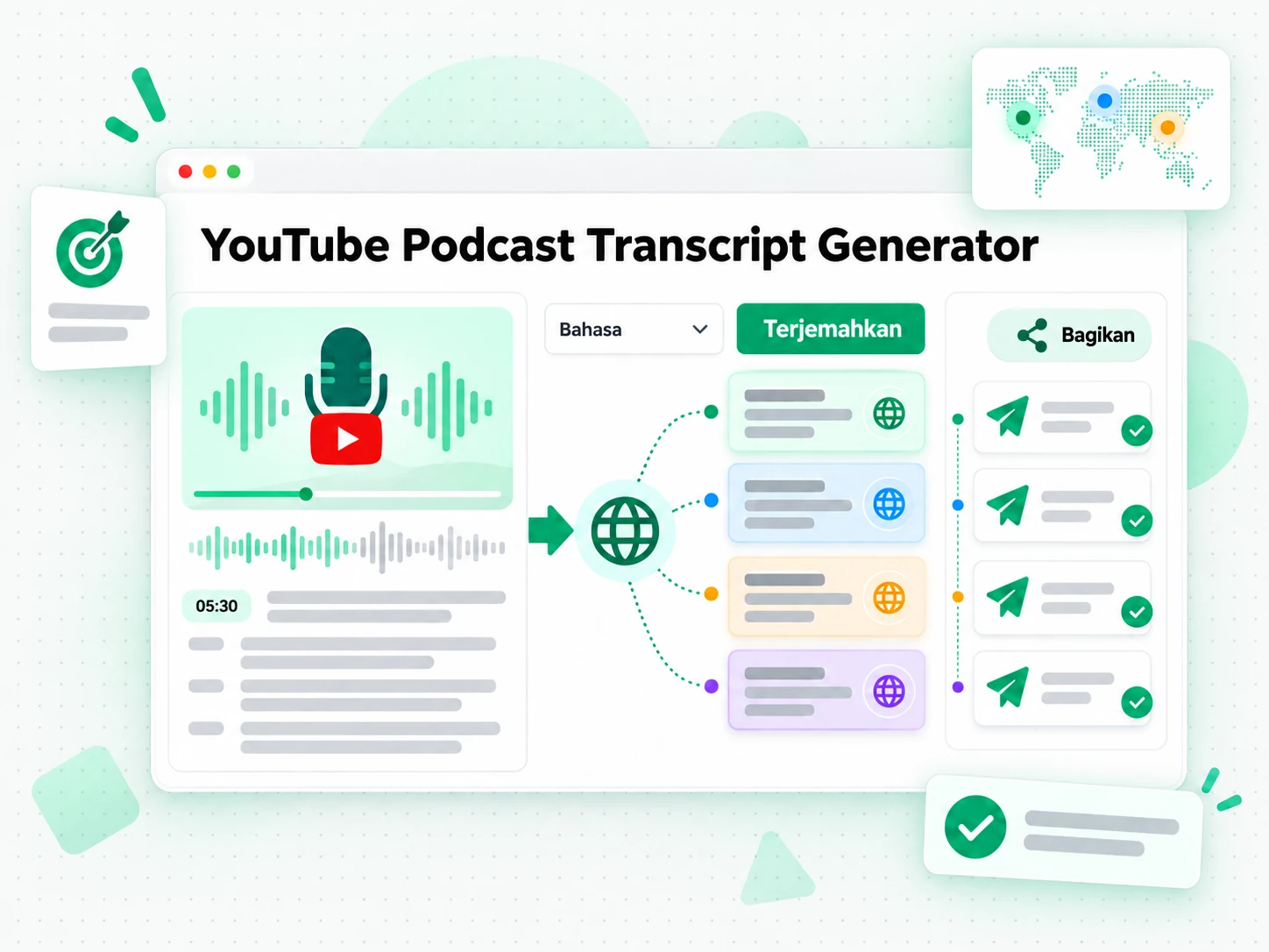 Transkrip podcast YouTube: naskah penjangkauan terlokalisasi dari transkrip podcast