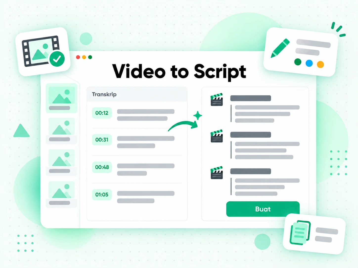 Video to Script: menulis ulang transkrip video menjadi naskah baru
