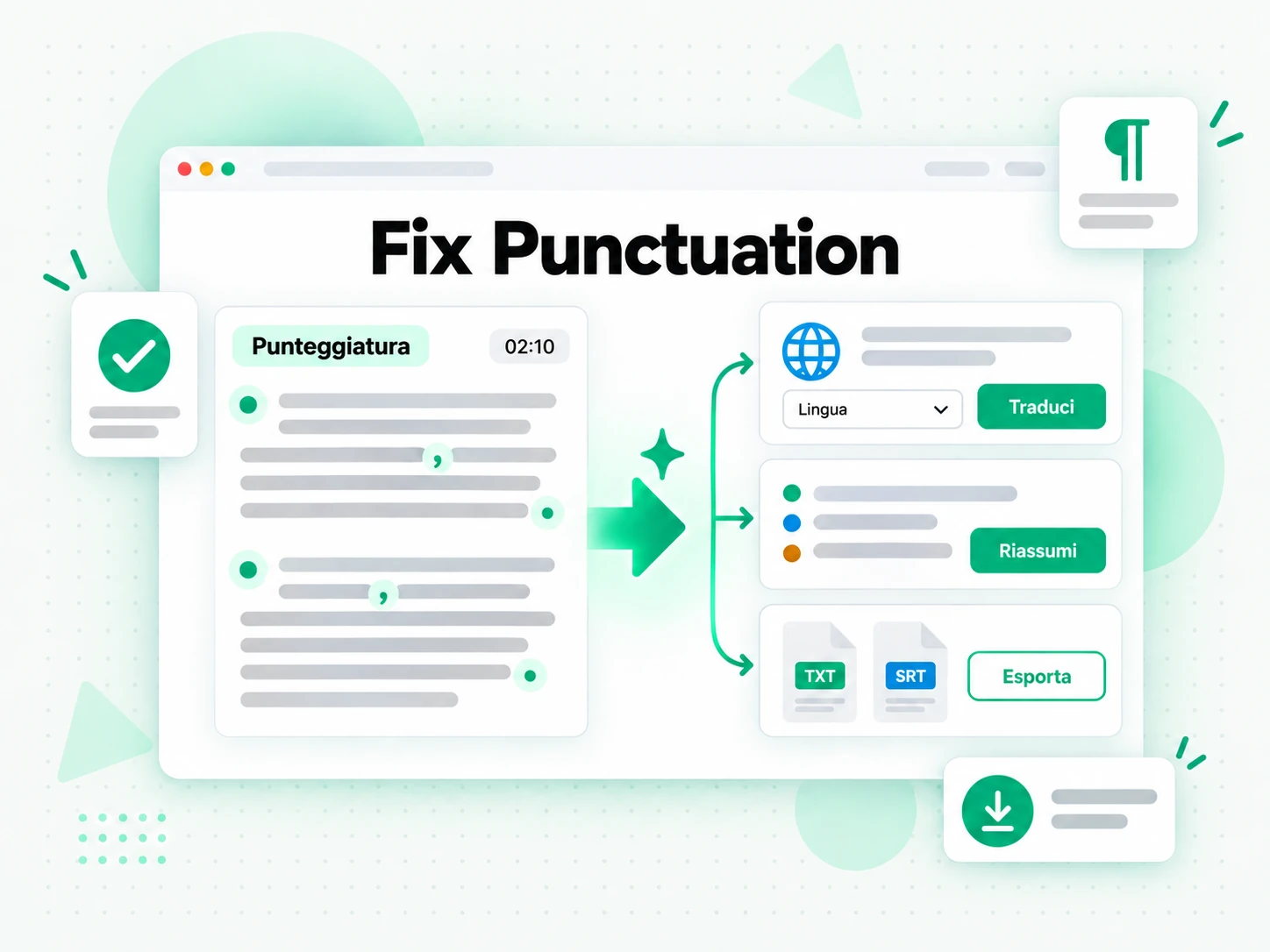 Fix Punctuation: punteggiatura corretta automaticamente in una trascrizione