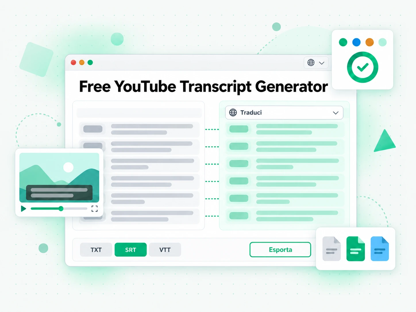 Free YouTube Transcript Generator: generatore di trascrizioni youtube con esportazione gratuita