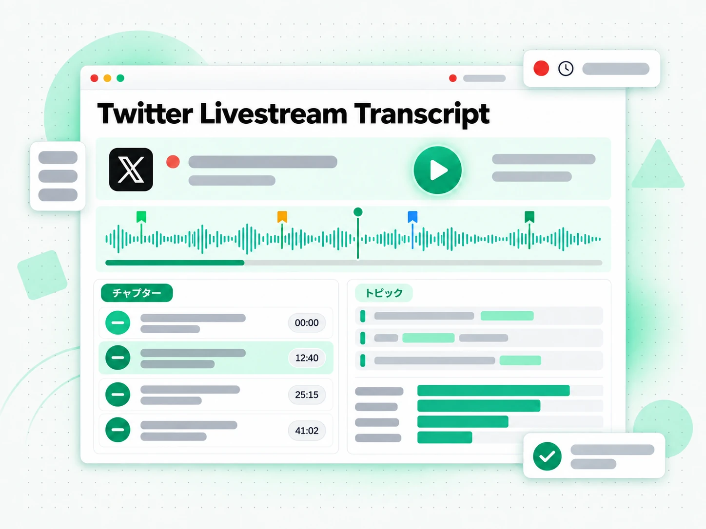 Twitter Livestream Transcript:文字起こしされたライブ配信のハイライトを確認するアナリストの場面