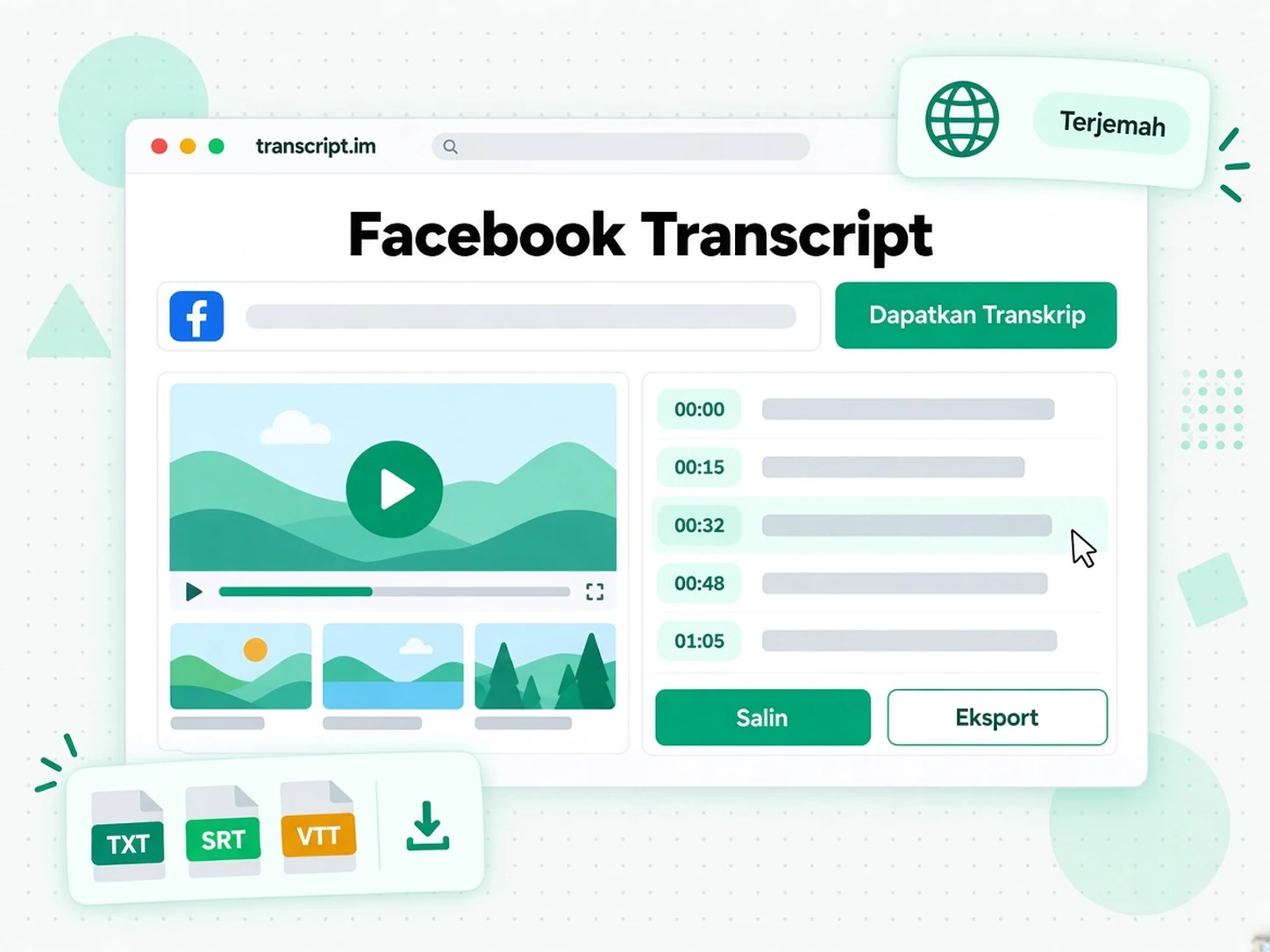 Facebook Transcript: Tukar video Facebook menjadi transkrip