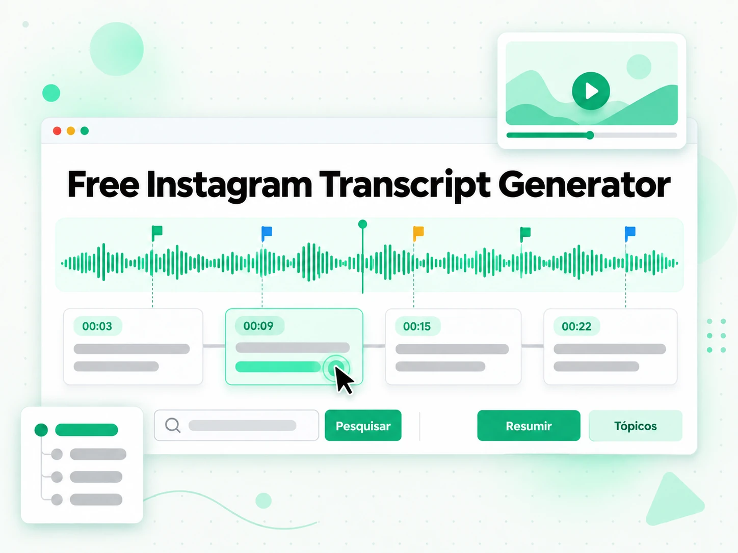 Free Instagram Transcript Generator criando resumo, esquema e mapa mental