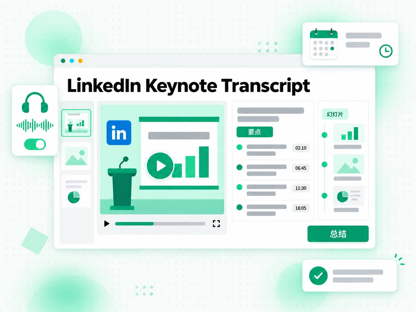 LinkedIn 主题演讲转录:会议参会者把一段 LinkedIn 主题演讲片段整理成书面纪要