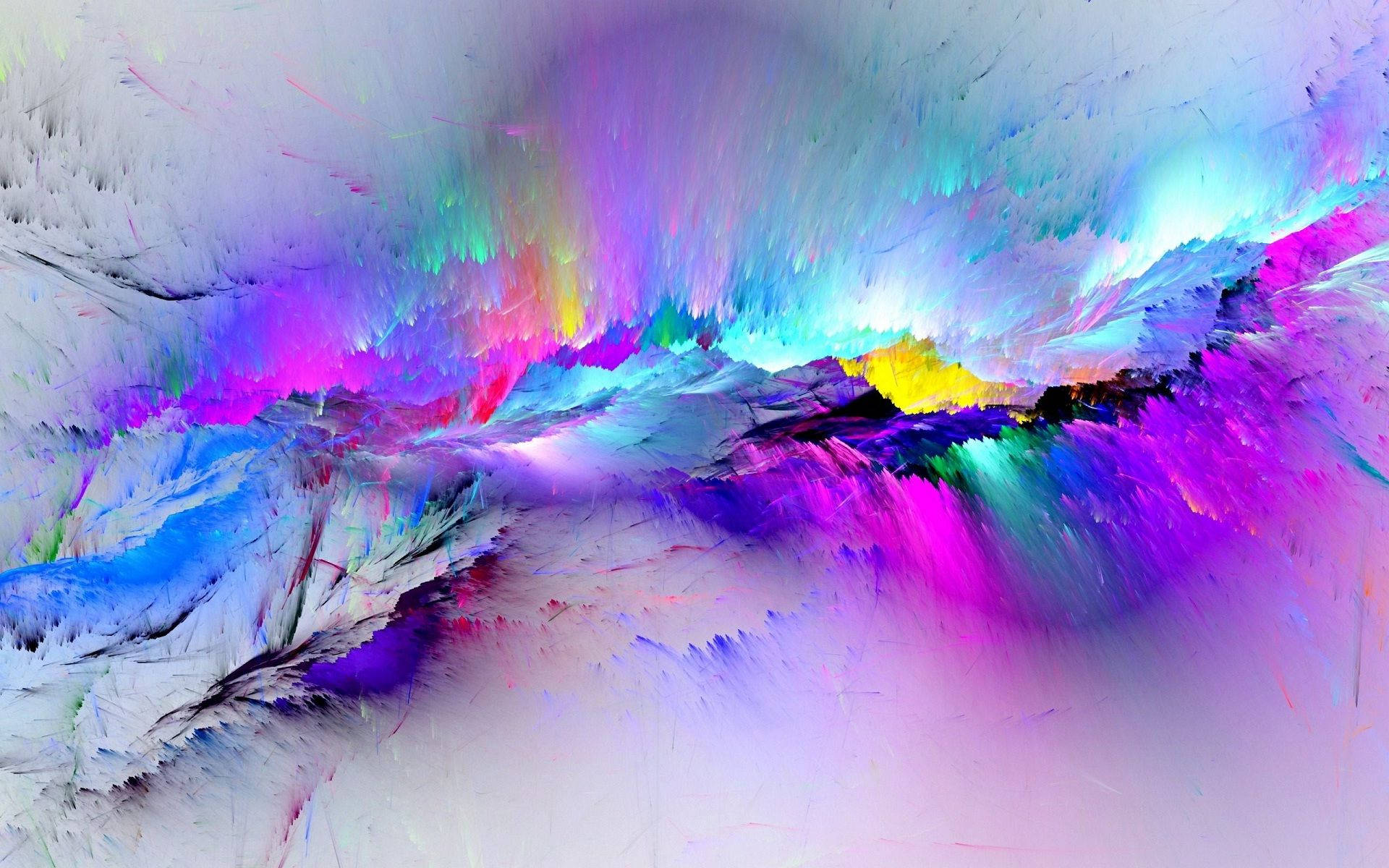 Fargerike fluorescerende abstrakte sprut på hvit bakgrunns wallpaper.