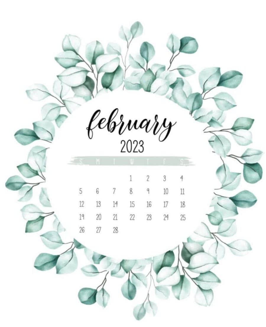 2023februar Kalender Blattkranz Wallpaper