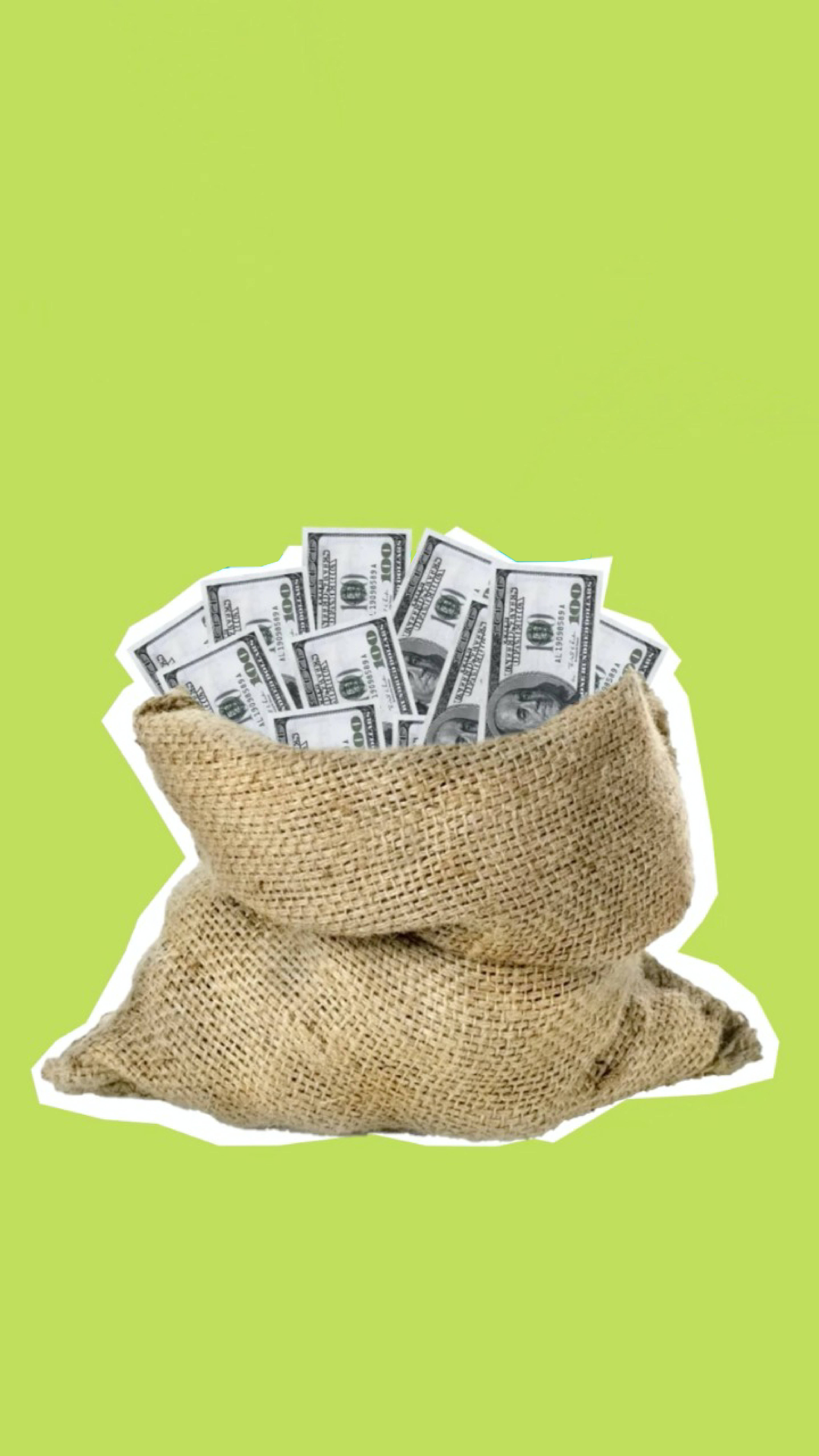 En påse pengar på en grön estetisk bakgrund. — Money Aesthetic Bakgrundsbilder