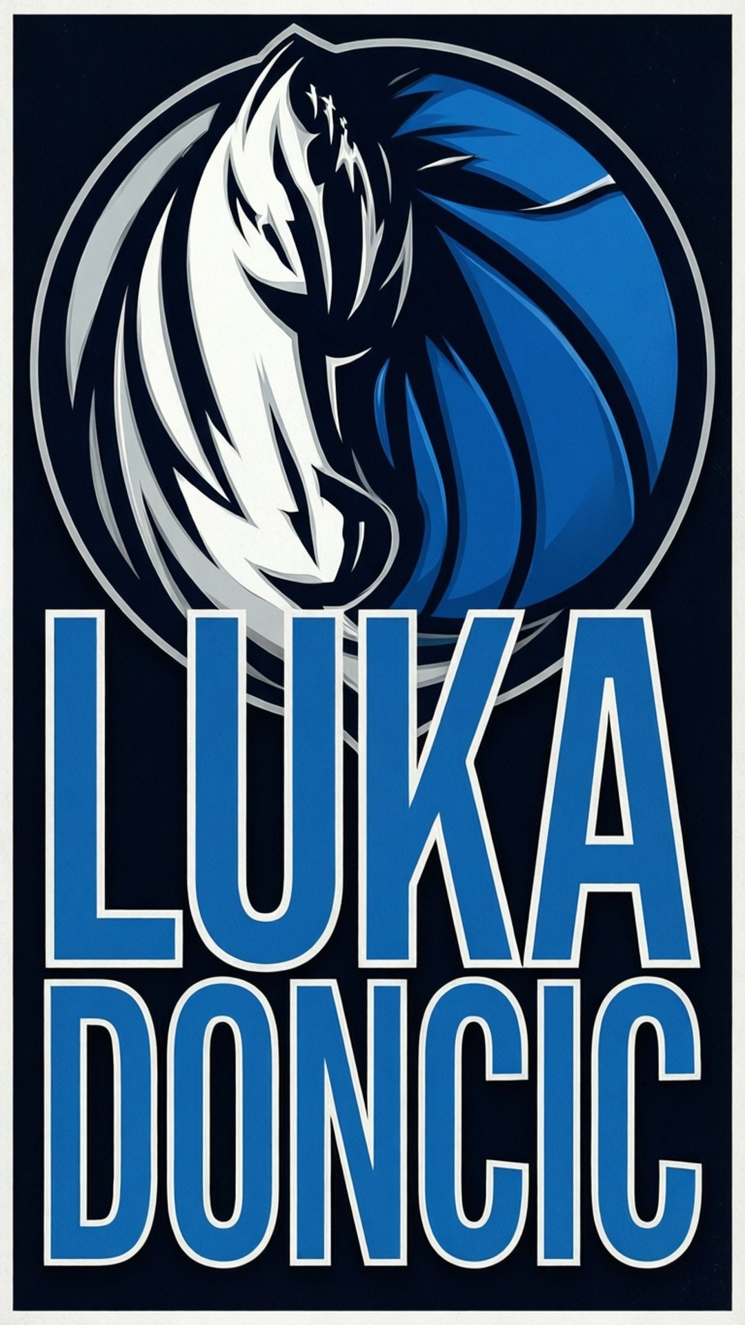 Dallas Mavericks logo met Luka Doncic naam in vet blauw lettertype — Luka Doncic Achtergronden