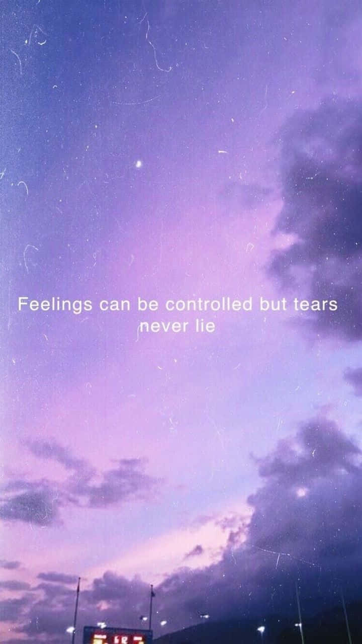 Purple twilight sky with clouds and text about feelings and tears. — Stars Aesthetic Tumblr Wallpaper