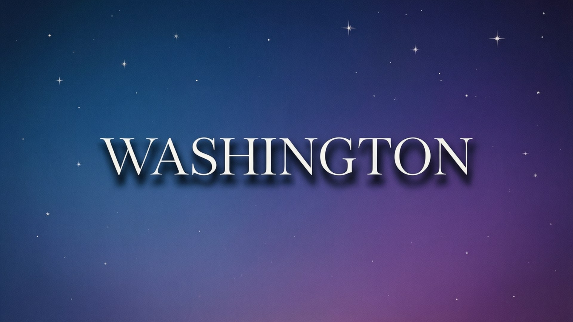 Ordet Washington i hvit tekst på en stjerneklar blå-lilla himmelbakgrunn — Washington Bakgrunner