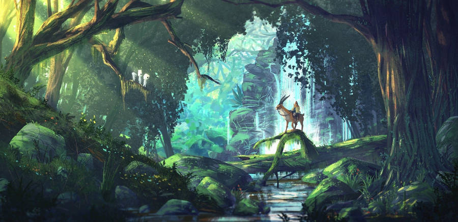 2230x1080 studio ghibli princess mononoke scenery - ♥ anime