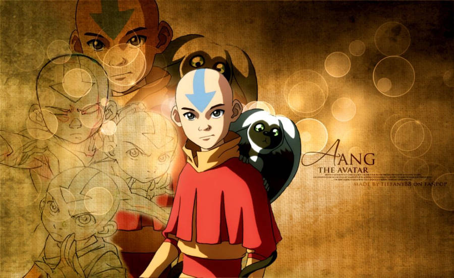 Aang en tant que fond d'écran Avatar : Le Dernier Maître de l'Air.