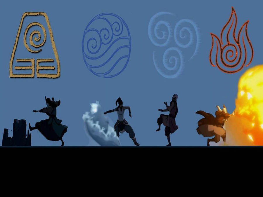 Avatar : Le Dernier Maître de l'Air fan art des quatre éléments wallpaper.