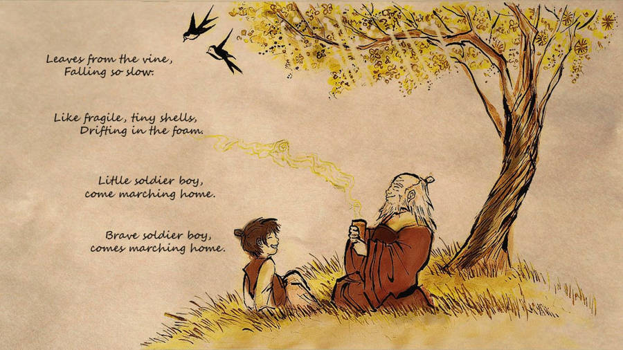 Avatar : Le Dernier Maître de l'Air Iroh et jeune Zuko poème wallpaper.
