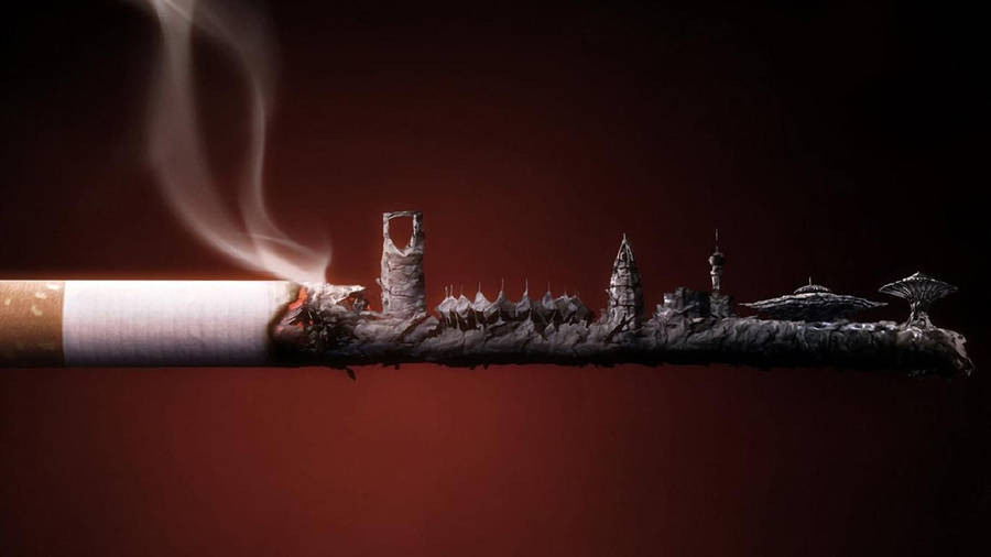 Coole wallpaper van sigaret kunst met kleine infrastructuur gemaakt op as.