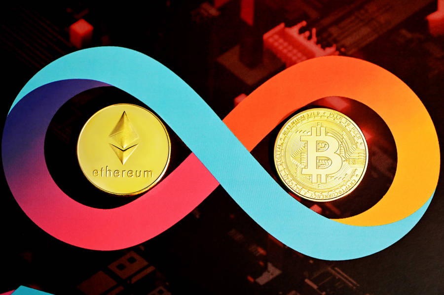 Fond d'écran cryptomonnaie avec signe infini