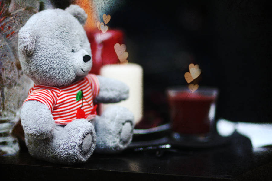 Preview wallpaper cute, teddy bear, candles, hearts, teddy, love
