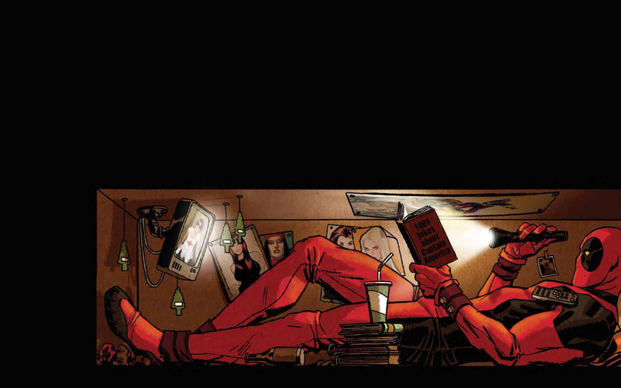 Deadpool Boeken Lezend Binnen Doos wallpaper