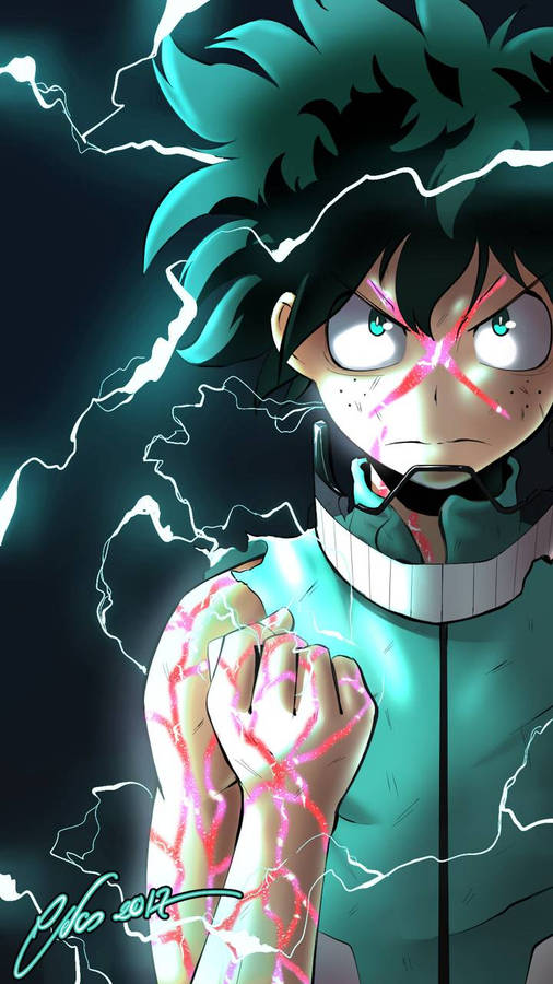 Deku in volle cowling modus fan art wallpaper.