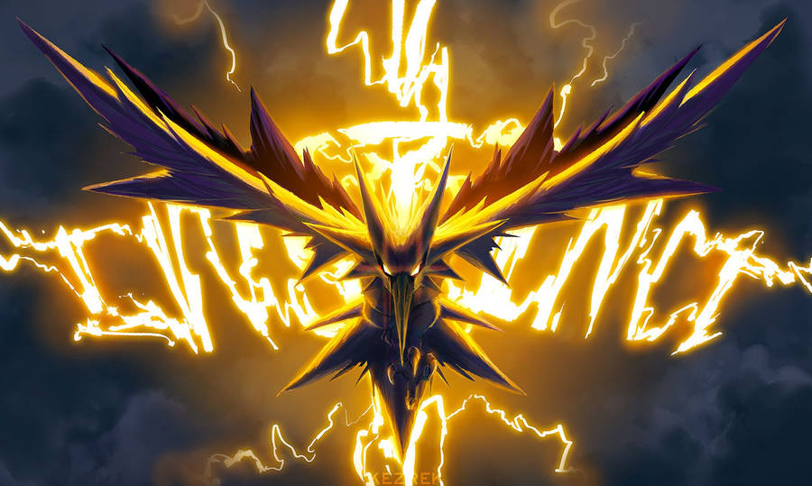 Thunder bird pokemon evolved flying in the sky. 