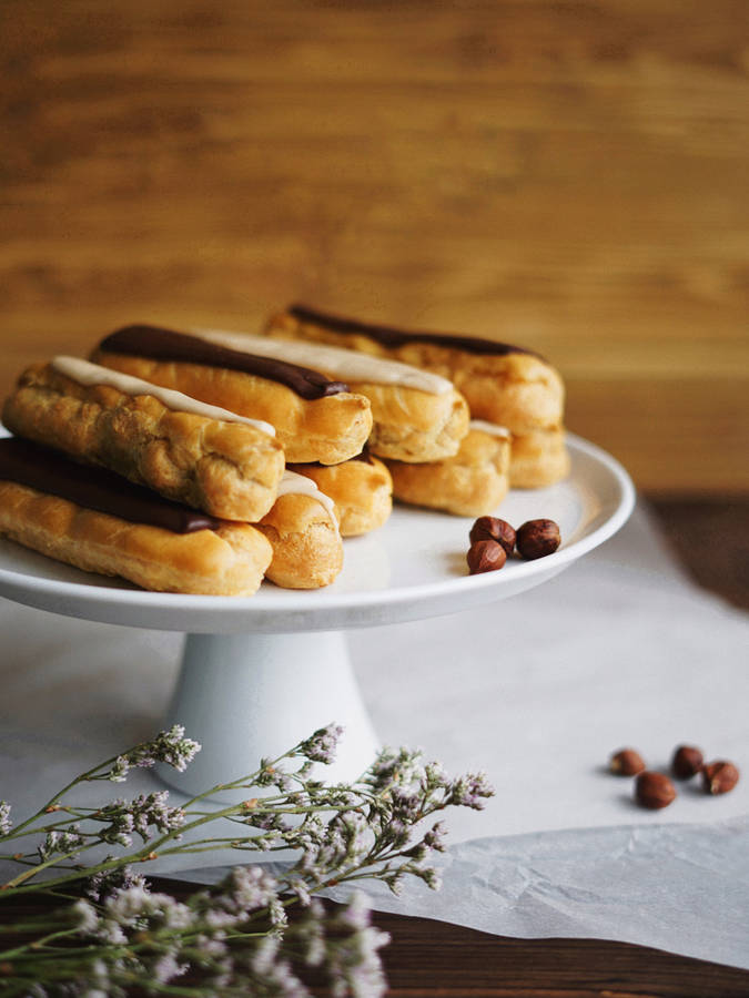 Glaserte Eclair Pastry bakgrunnsbilde