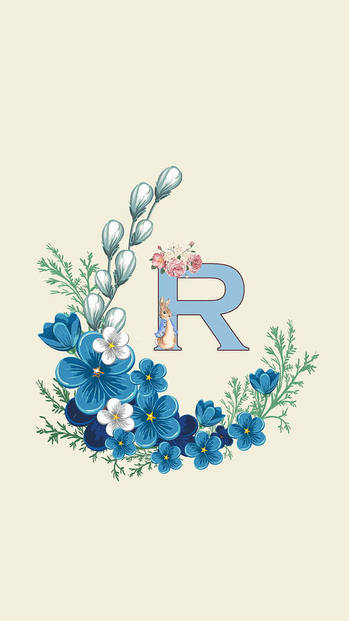 LetraR Flores Azuis