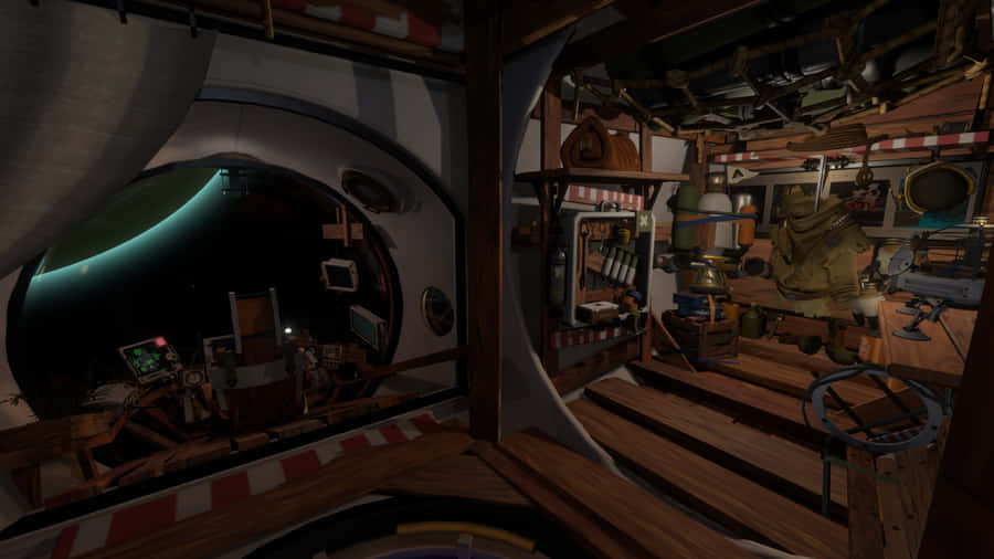 Áreacom Piso de Madeira de Outer Wilds.