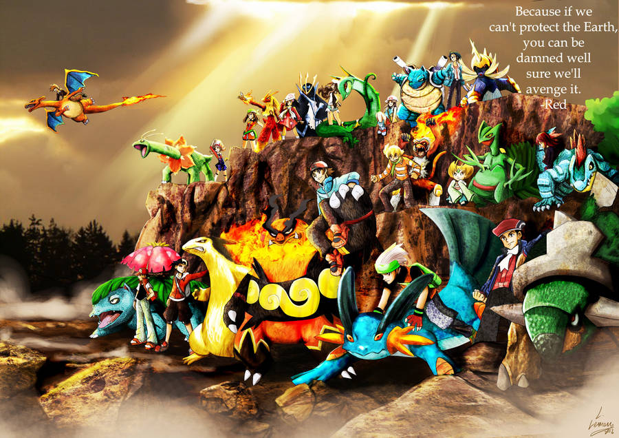 Personnages Pokemon évolués dans une forêt.