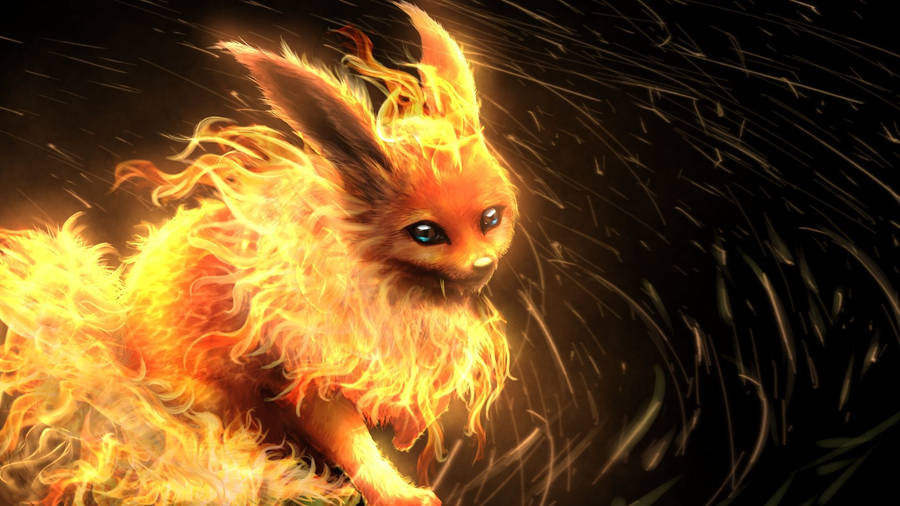 Reaali Pokémon Flareon tulisella turkilla taustakuva.